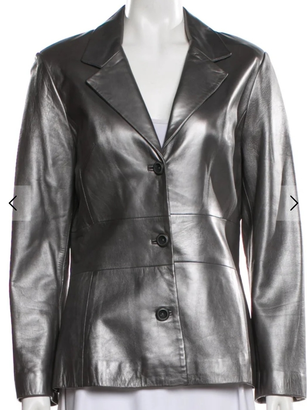 Vakko Metallic Grey Leather Womens Blazer, Sz M 6-8, GUC